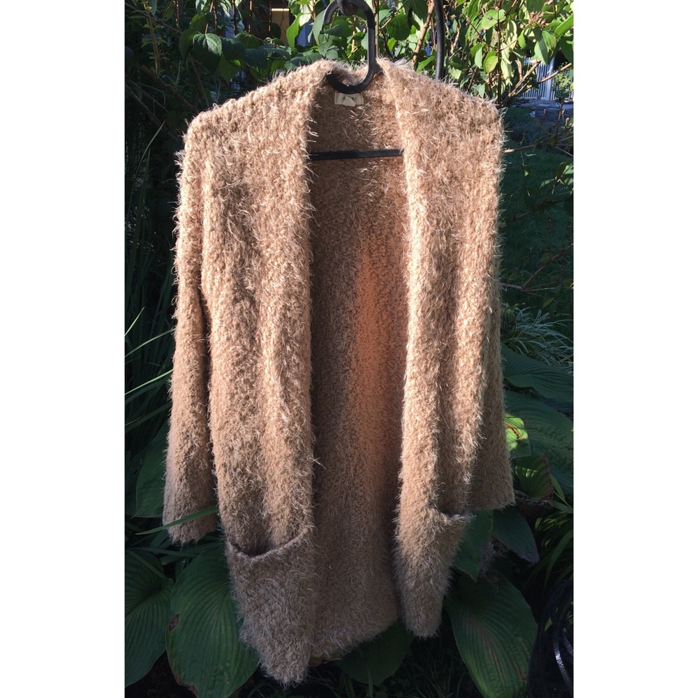 Beige Fuzzy Cardigan